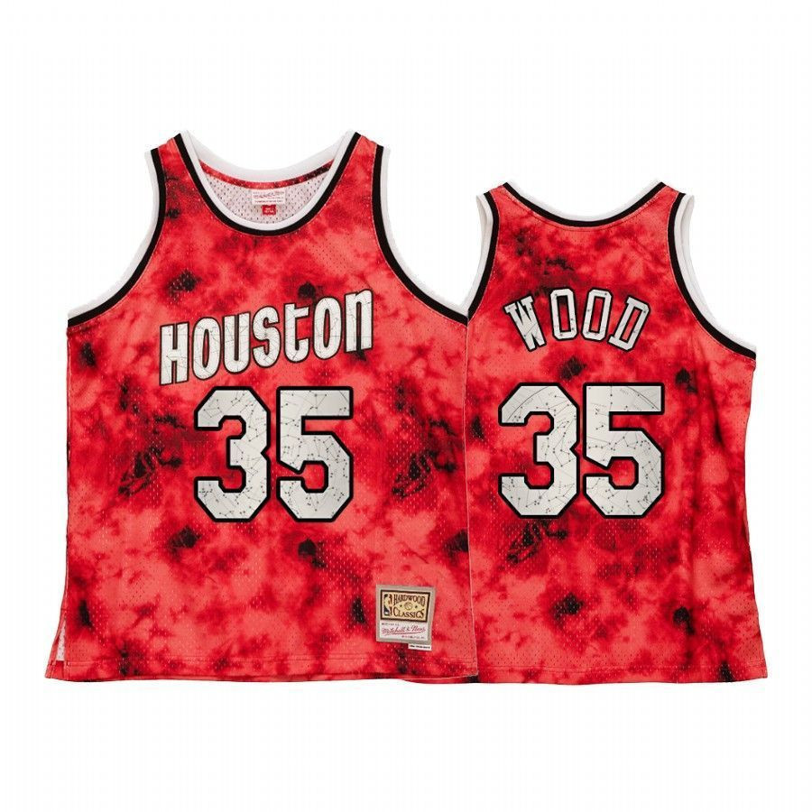 Houston Rockets Christian Wood Galaxy Constellation Red Throwback NBA Jersey Men's