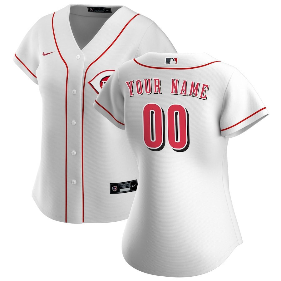 Cincinnati Reds Home Custom White MLB Jersey Women's