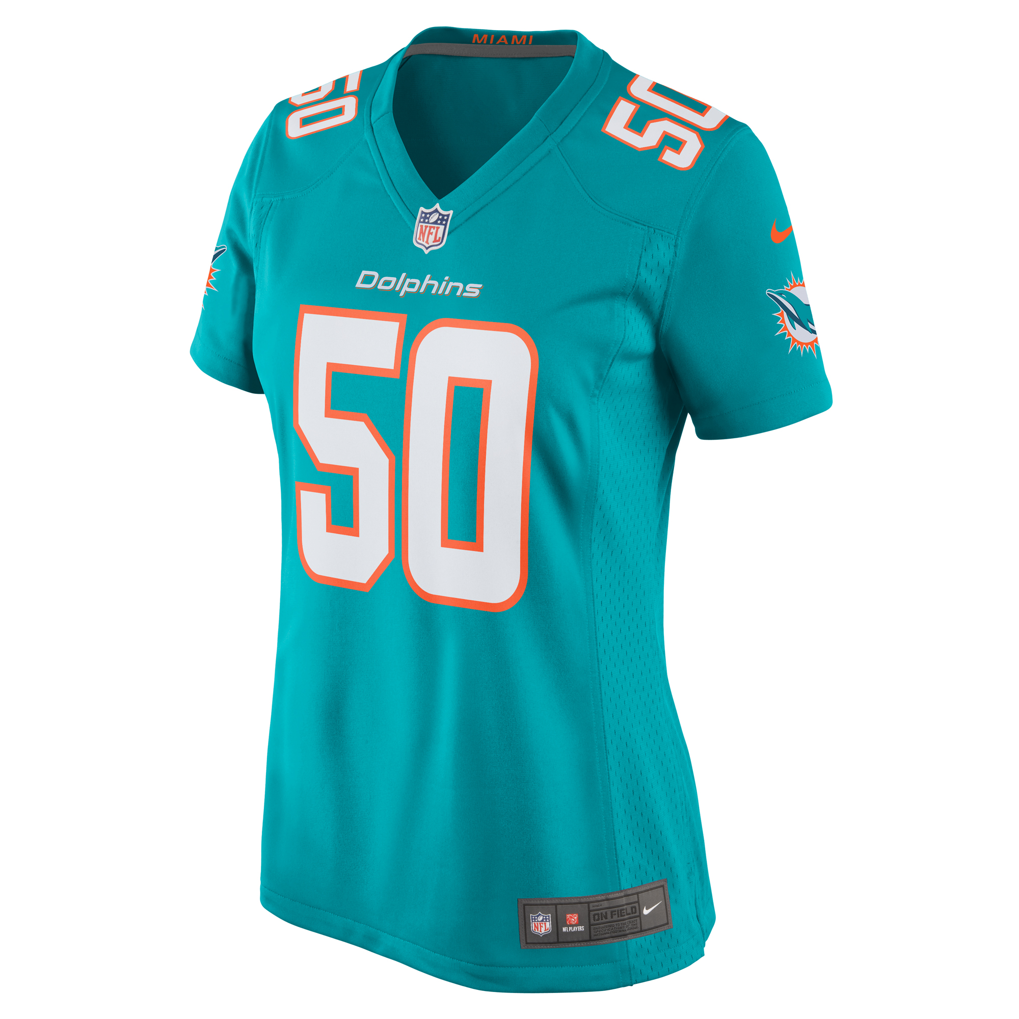 Miami Dolphins Chase Winovich Aqua Team Game NFL Jersey Women's