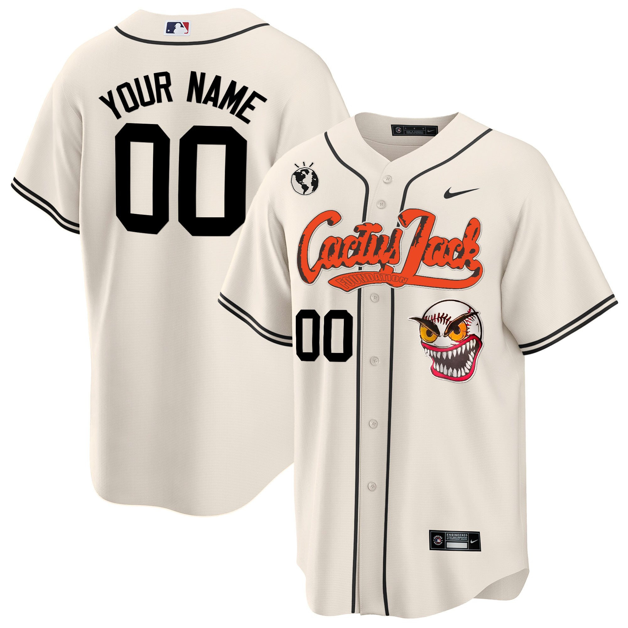 Houston Astros Cactus Jack Custom Cream MLB Jersey Men's