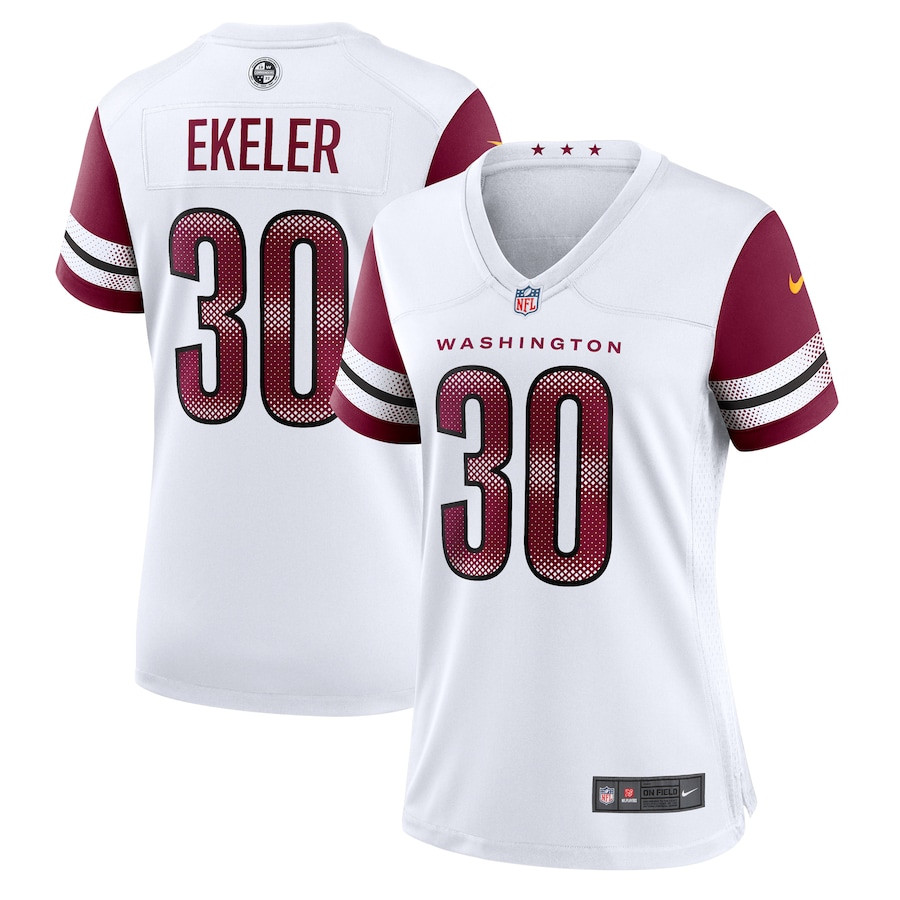 Austin Ekeler 30 Washington Commanders Game White NFL Jersey Women's