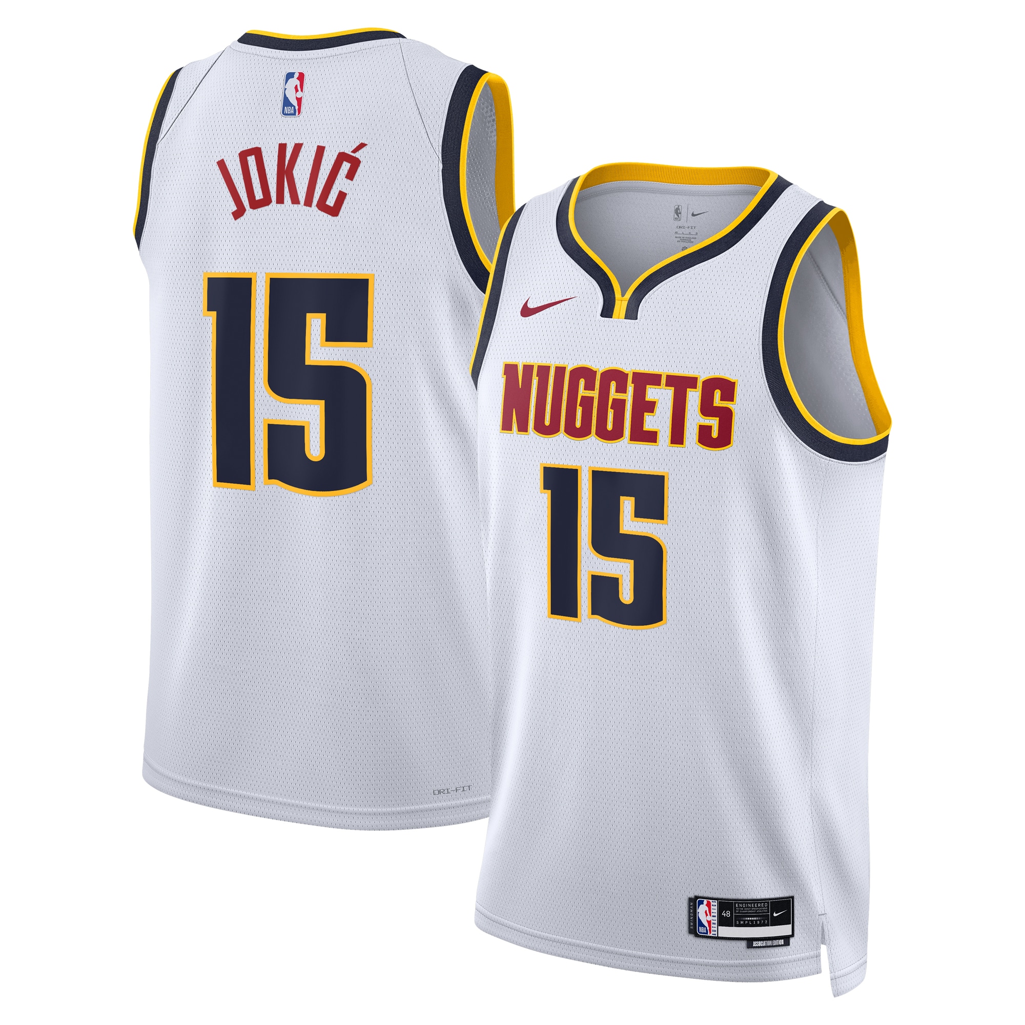 Denver Nuggets Association Swingman White Nikola Joki NBA Jersey Youth