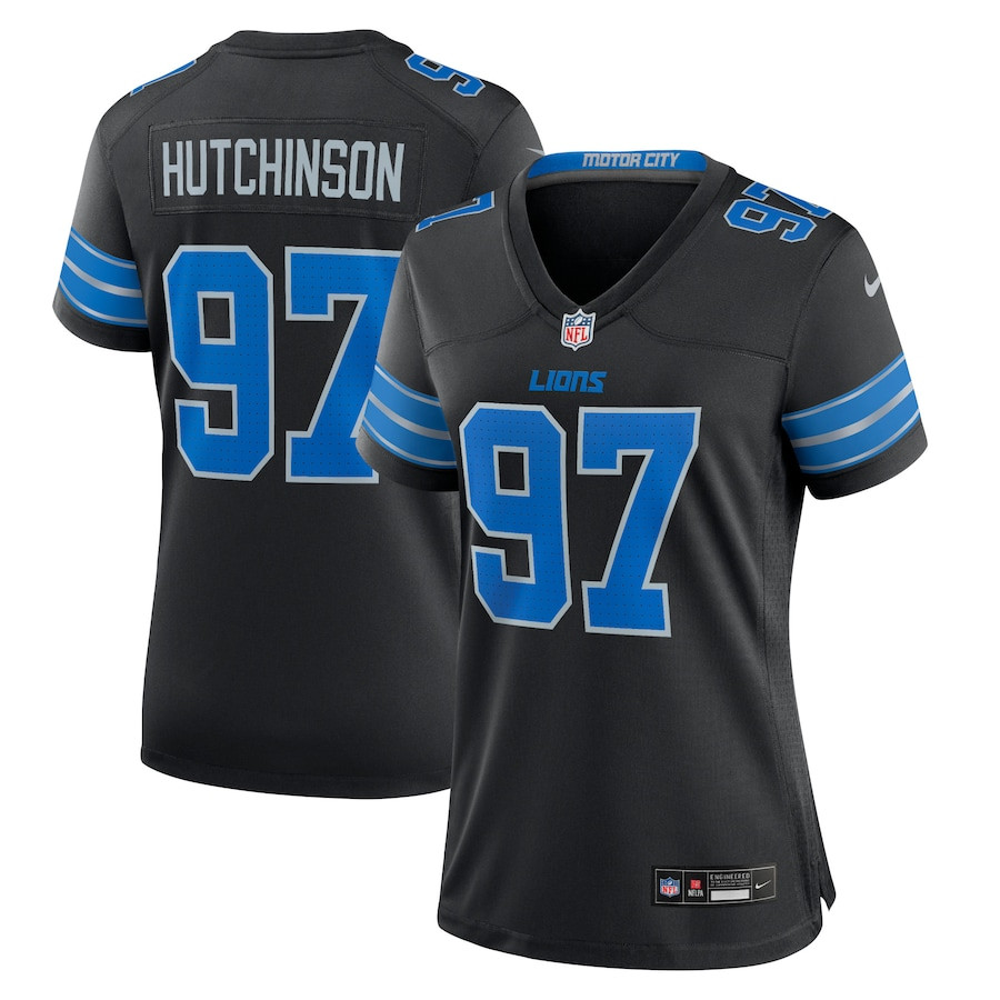 Aidan Hutchinson 97 Detroit Lions Alternate Game Black NFL Jersey Women's