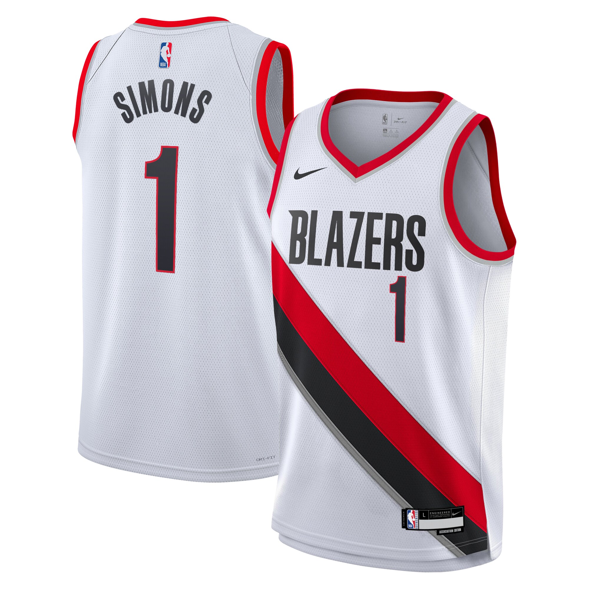 Camiseta Association Edition Swingman de los Portland Trail Blazers Blanca Anfernee Simons Juvenil NBA Jersey Men's