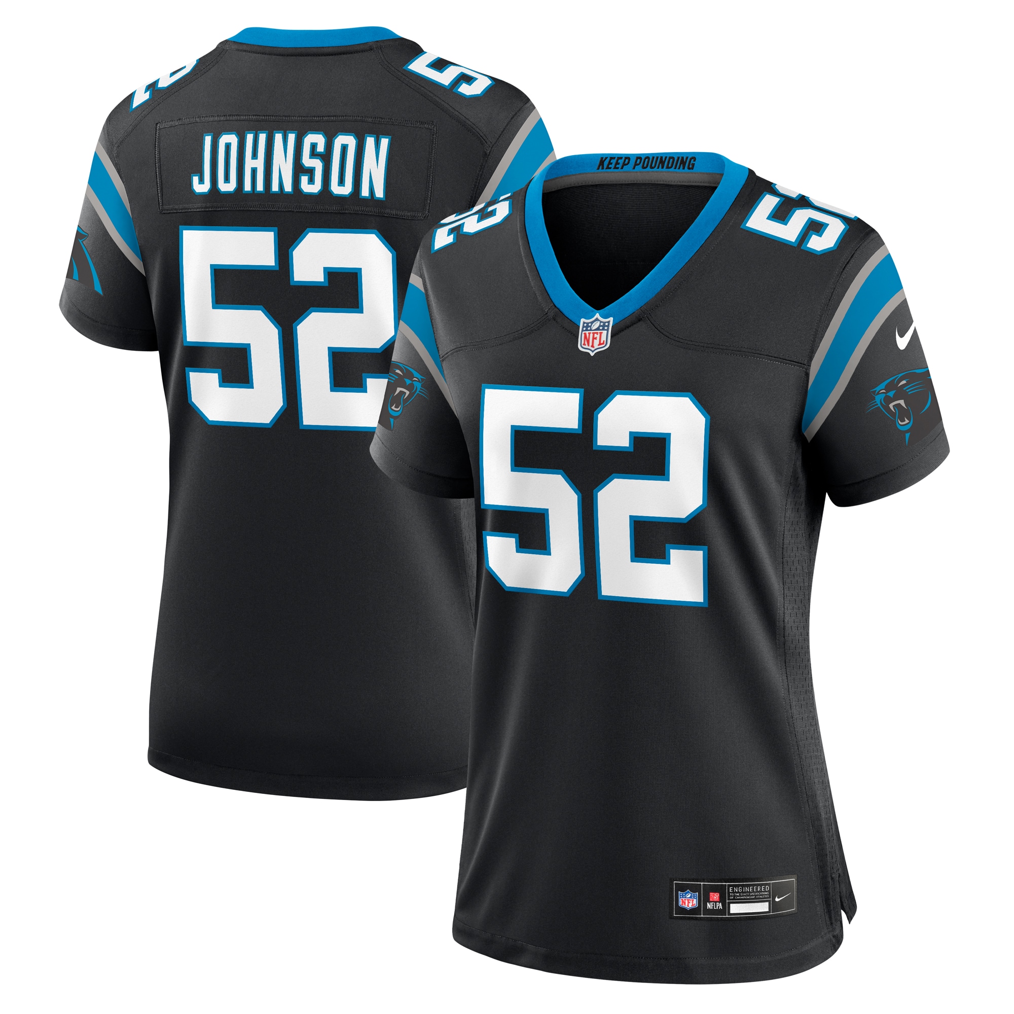 Carolina Panthers DJ Johnson Black Game NFL Jersey Women's