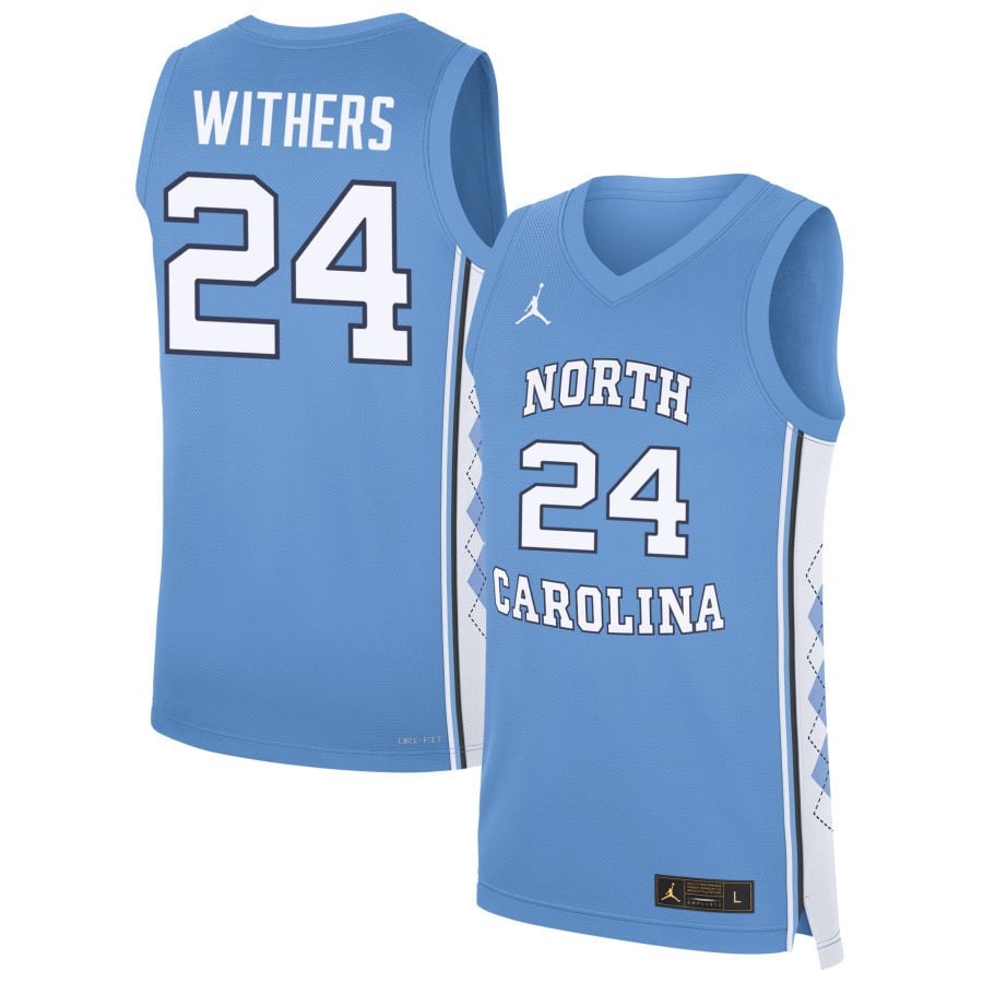 Jaelyn Withers 24 North Carolina Tar Heels Carolina Blue NCAA Jersey Men's