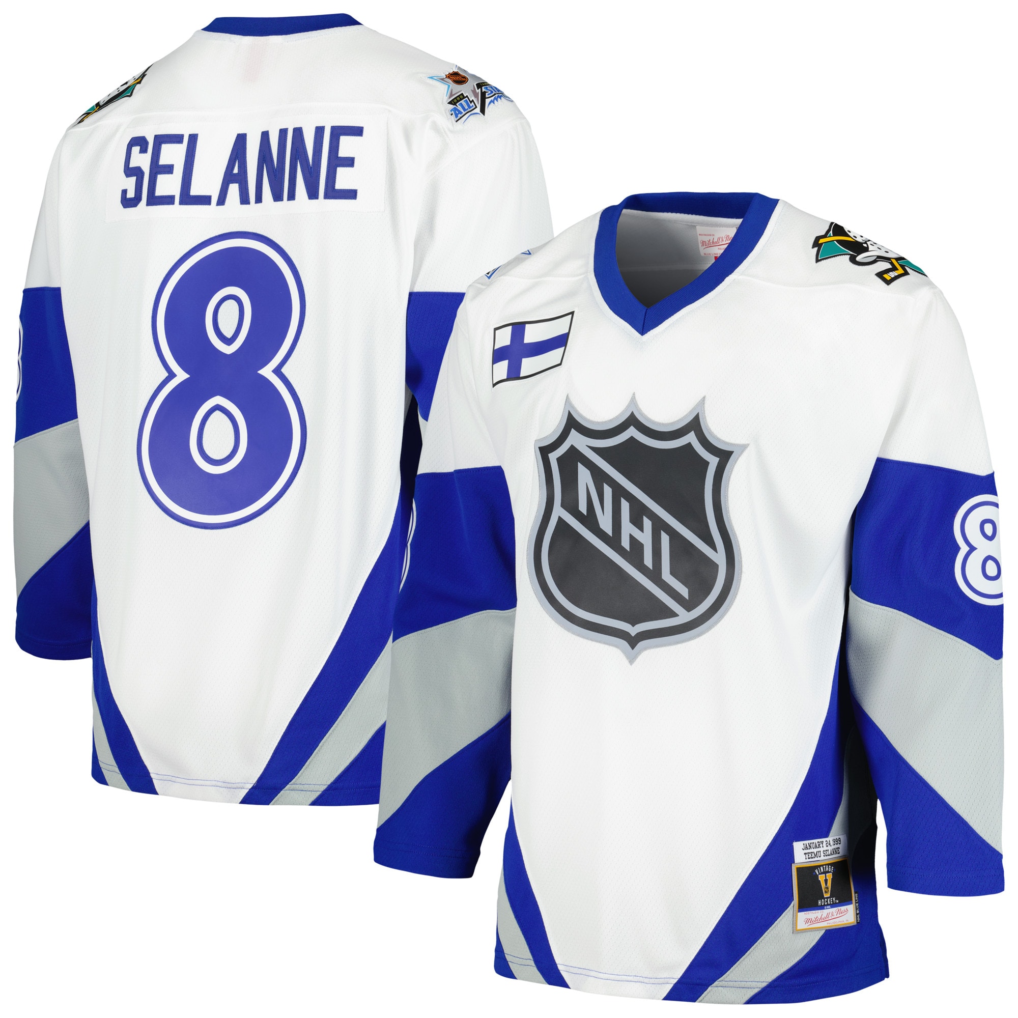 Teemu Selanne Mitchell Ness White 1999 All Star Game Blue Line Player NHL Jersey Men's