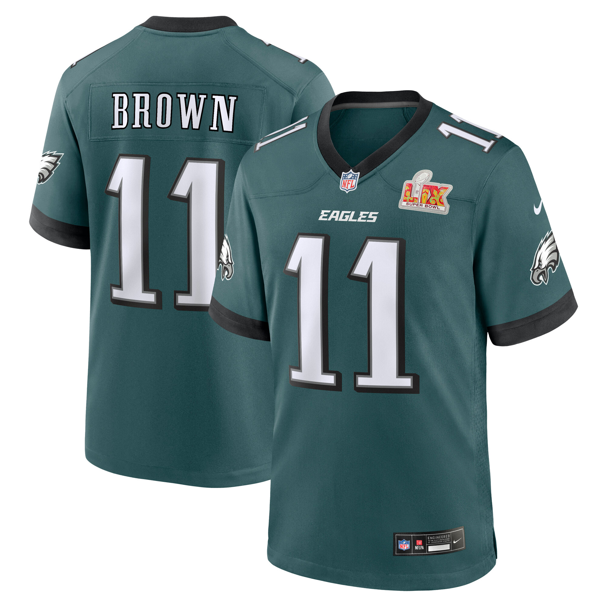 Philadelphia Eagles A.J. Brown Midnight Green Super Bowl LIX Game Player NFL Jersey Men's