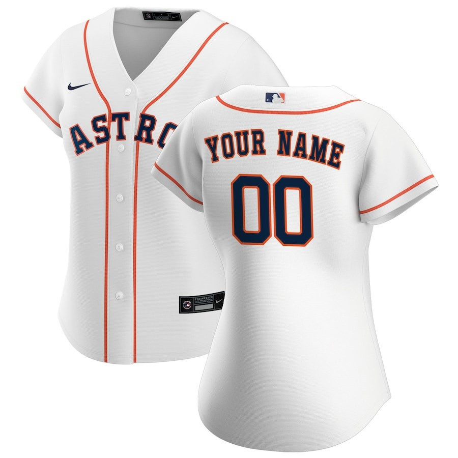 Houston Astros Home Custom White MLB Jersey Women's