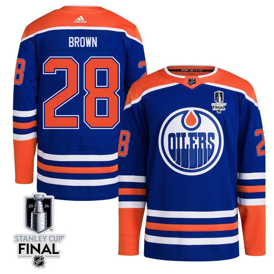 Connor Brown 28 Edmonton Oilers 2024 STANLEY CUP Final Home Primegreen Royal NHL Jersey Men's