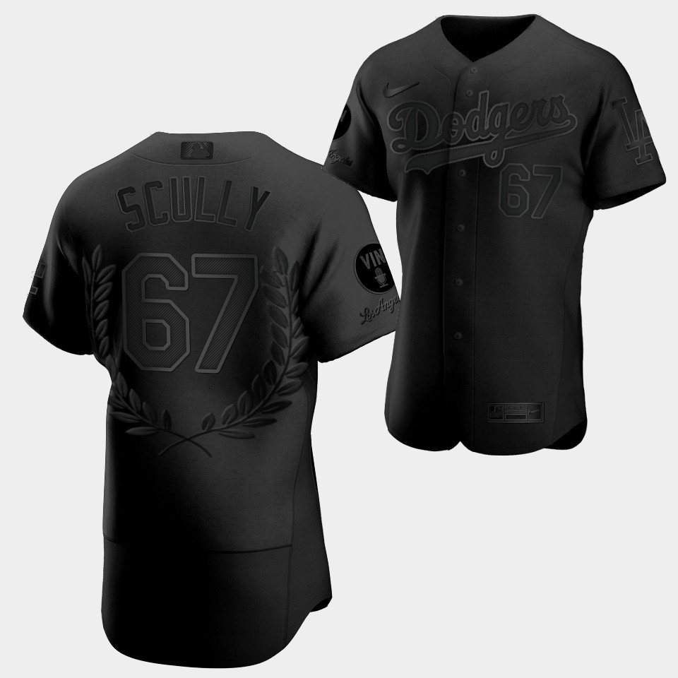 Vin Scully Special Commemorative Los Angeles Dodgers 67 Black Vin Forever MLB Jersey Men's