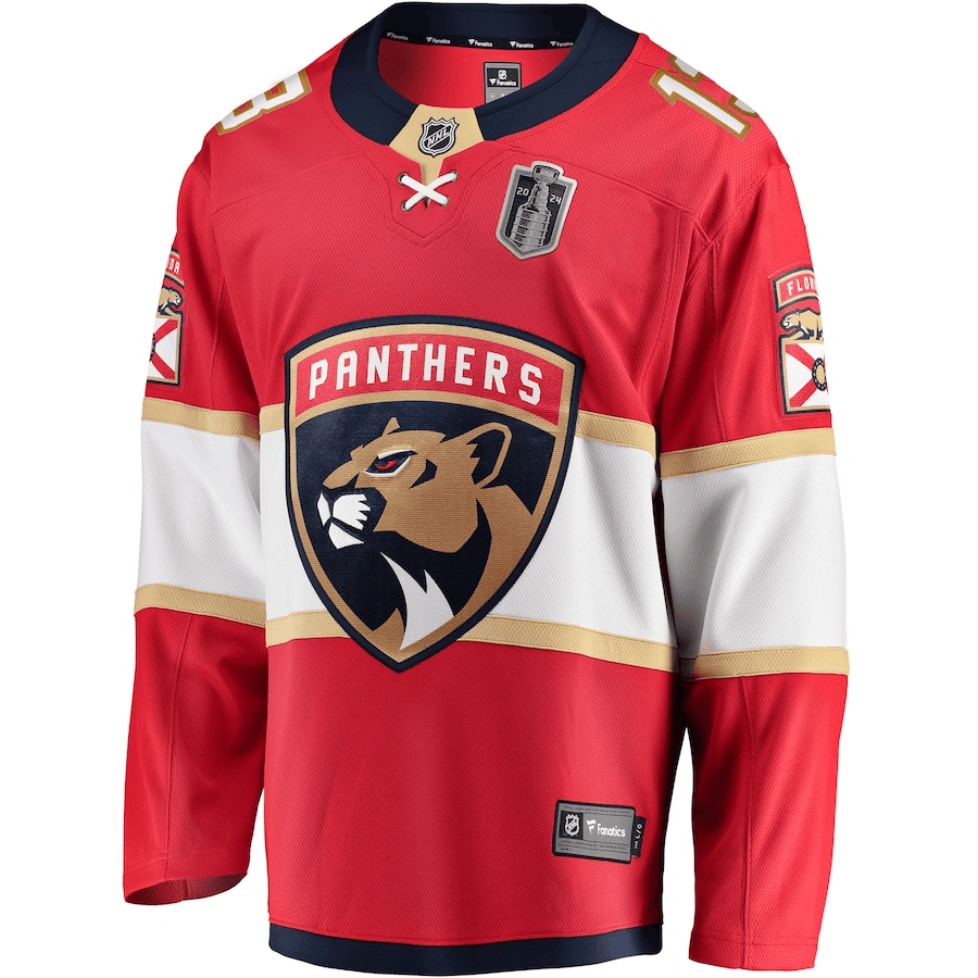 Sam Reinhart 13 Florida Panthers 2024 Stanley Cup Final Home Breakaway Player Red NHL Jersey Men's