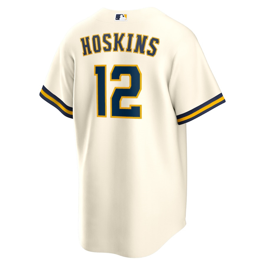 Rhys Hoskins 12 Milwaukee Brewers Home Player Cream MLB Jersey Men's