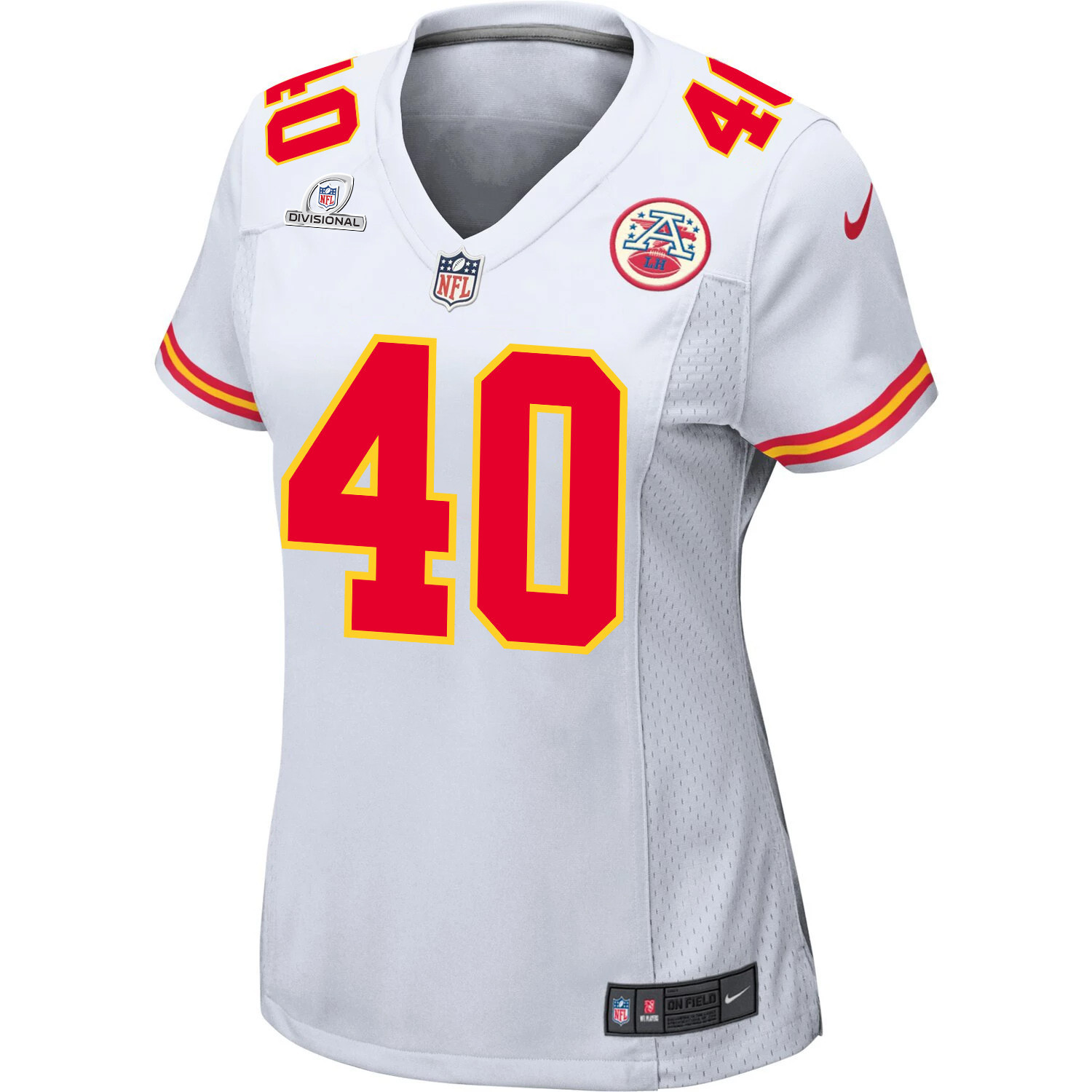 Ekow Boye-Doe 40 Kansas City Chiefs Super Bowl LVIII Patch Game White NFL Jersey Women's