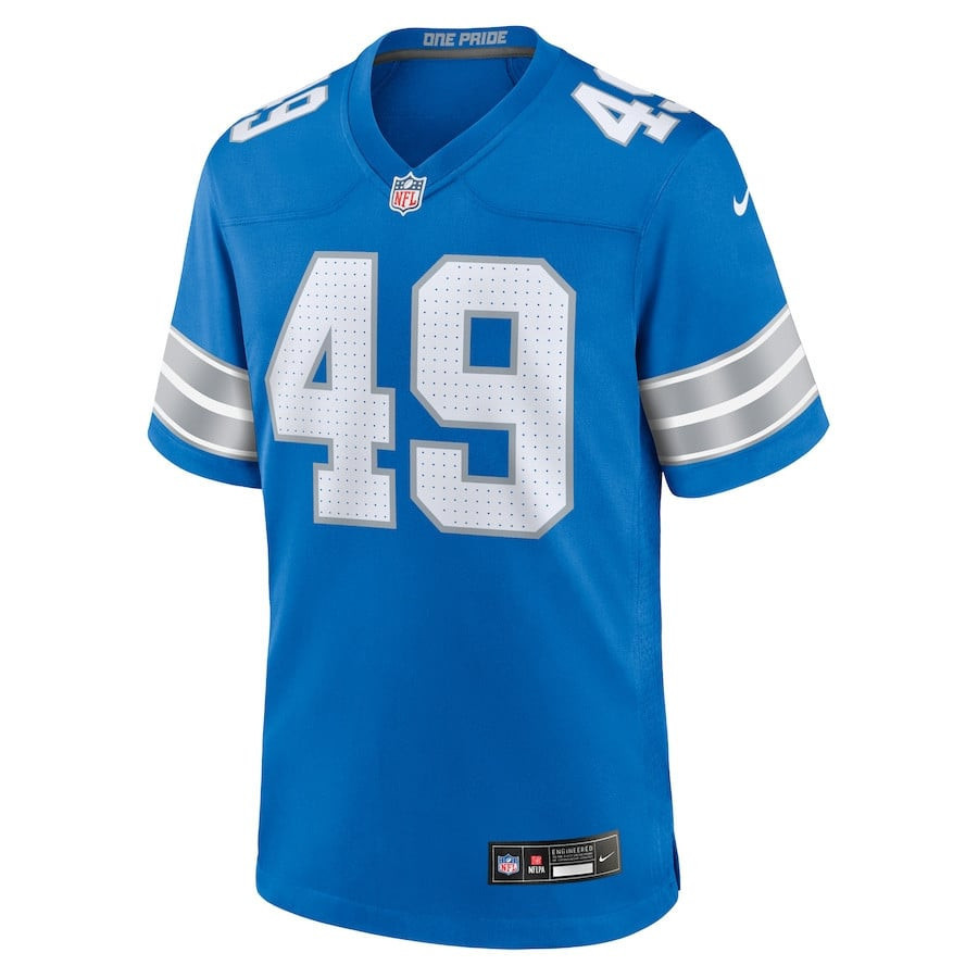 Hogan Hatten 49 Detroit Lions Game Blue NFL Jersey Men's
