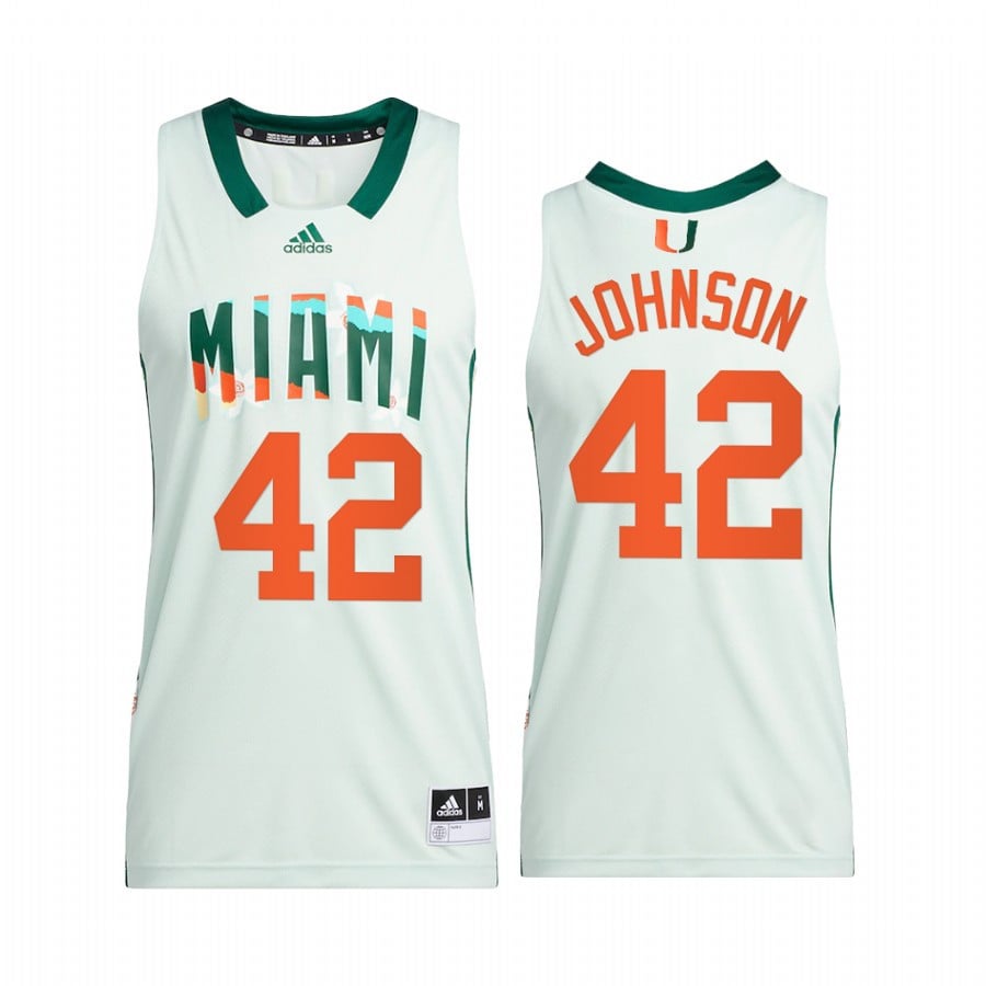 Reggie Johnson 42 Miami Hurricane White Honoring Black Excellence NCAA Jersey Men's