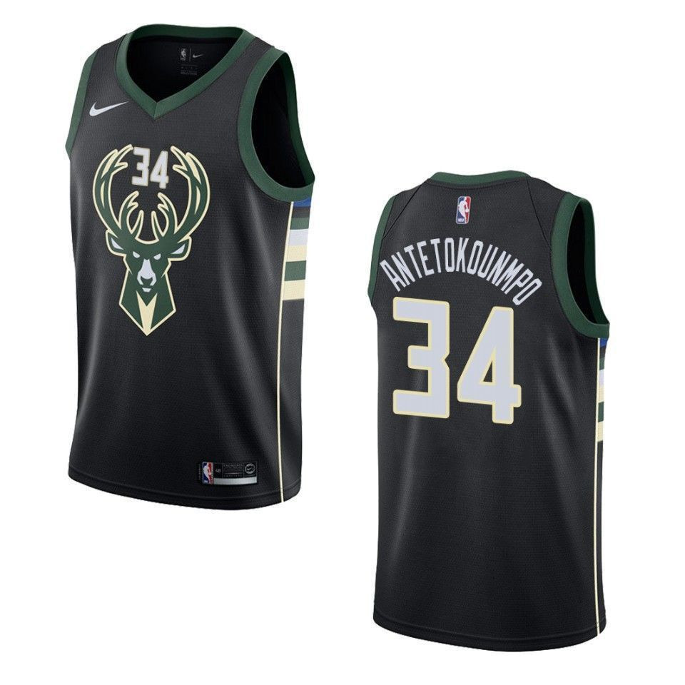 Milwaukee Bucks 34 Giannis Antetokounmpo Statement Swingman Black NBA Jersey Men's