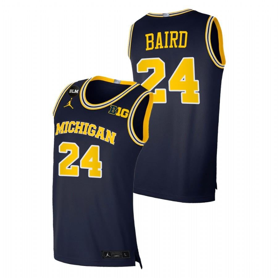 Michigan Wolverines C.J. Baird 24 Navy College BLM NCAA Jersey Men's