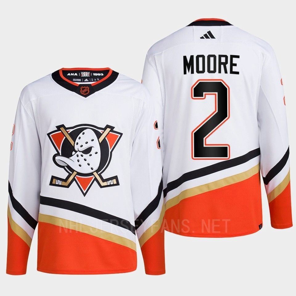 Anaheim Ducks 2022 Reverse Retro 2.0 John Moore 2 White Primegreen NHL Jersey Men's