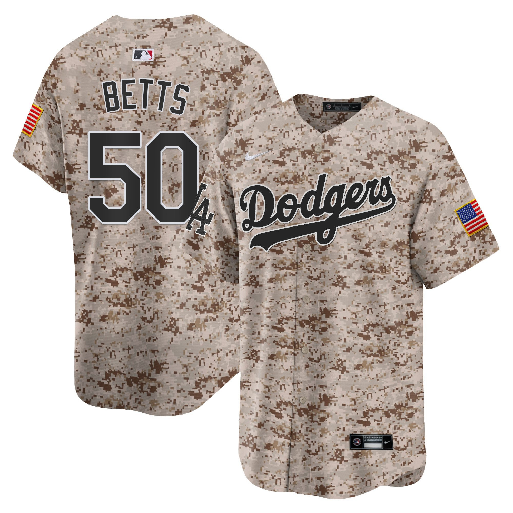 Mookie Betts 50 Los Angeles Dodgers USMC Alternate Limited Desert MLB Jersey Men's
