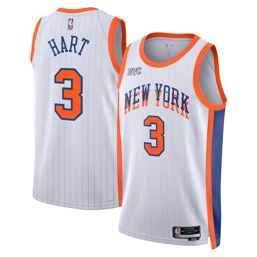 Josh Hart 3 New York Knicks Unisex 2024/25 Swingman Player City Editio White NBA Jersey Unisex