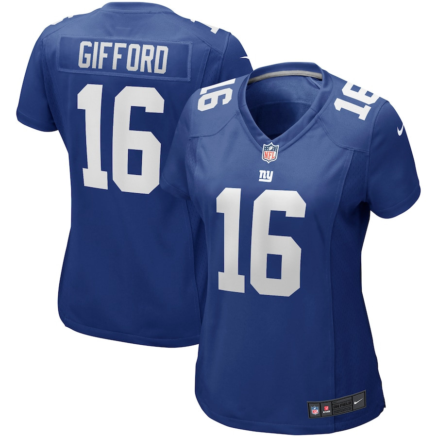 Frank Gifford 16 New York Giants Game Retired Royal NFL Jersey Women's
