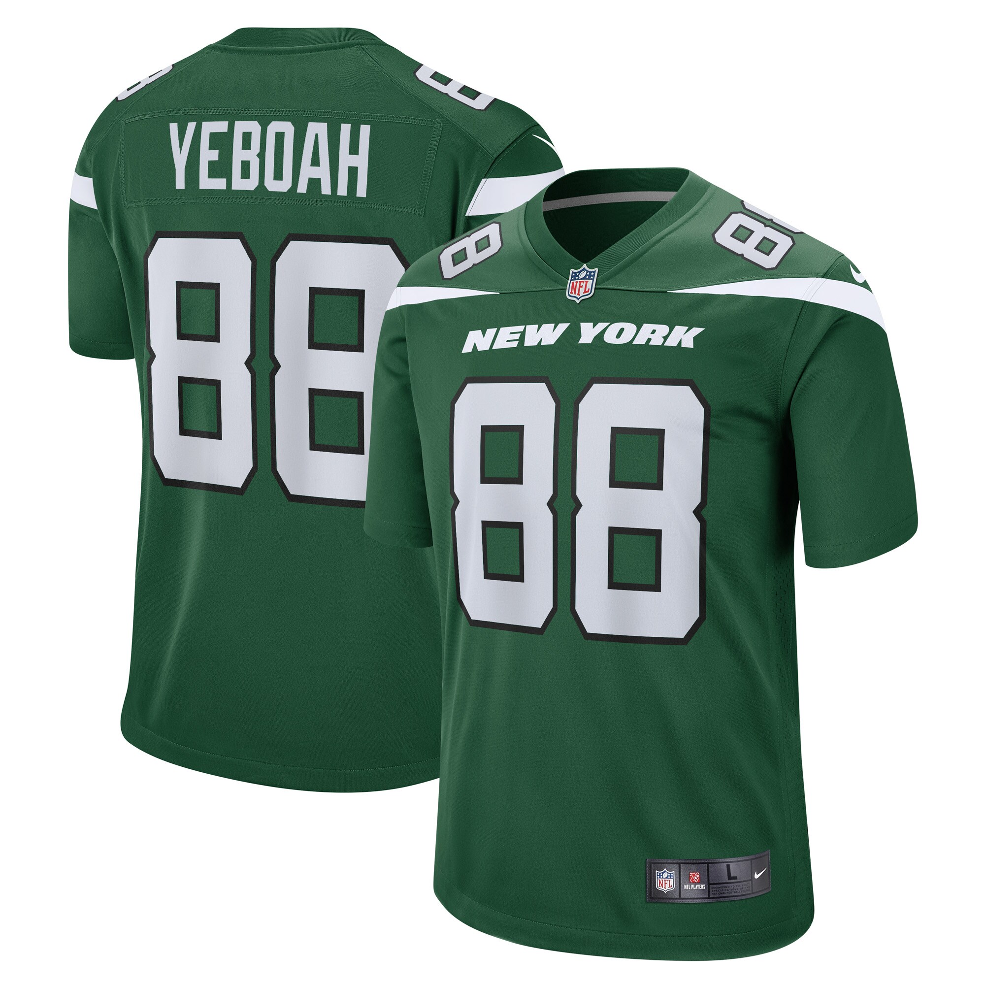 New York Jets Kenny Yeboah Gotham Green Game Player NFL Jersey Men's