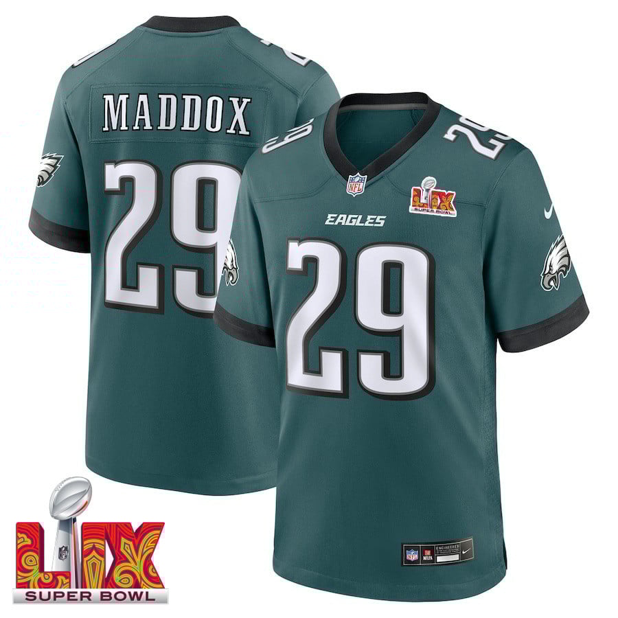 Avonte Maddox #29 Philadelphia Eagles Super Bowl LIX Midnight Green NFL Jersey Men's