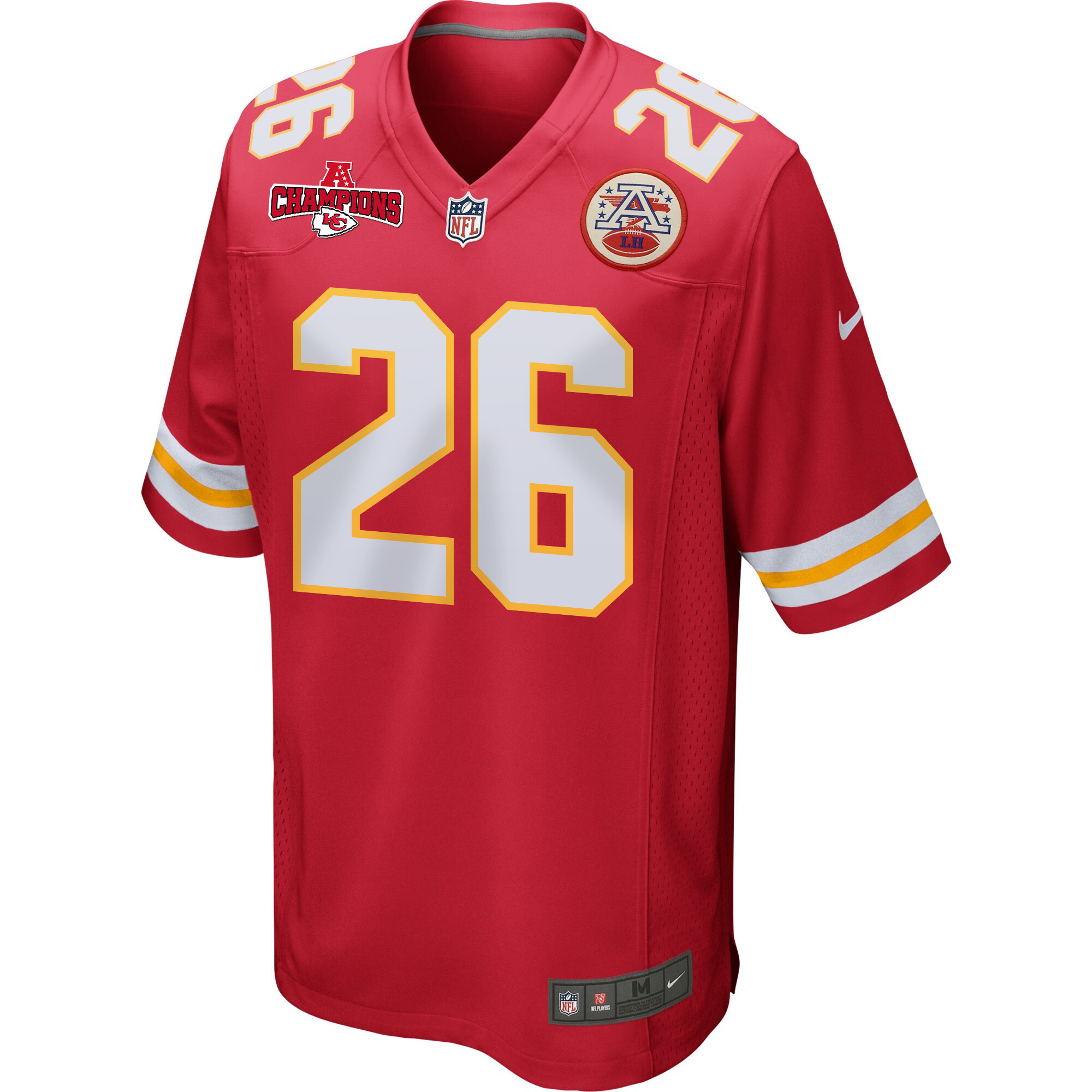 Deon Bush 26 Kansas City Chiefs AFC Champions Patch Game Red NFL Jersey Men's