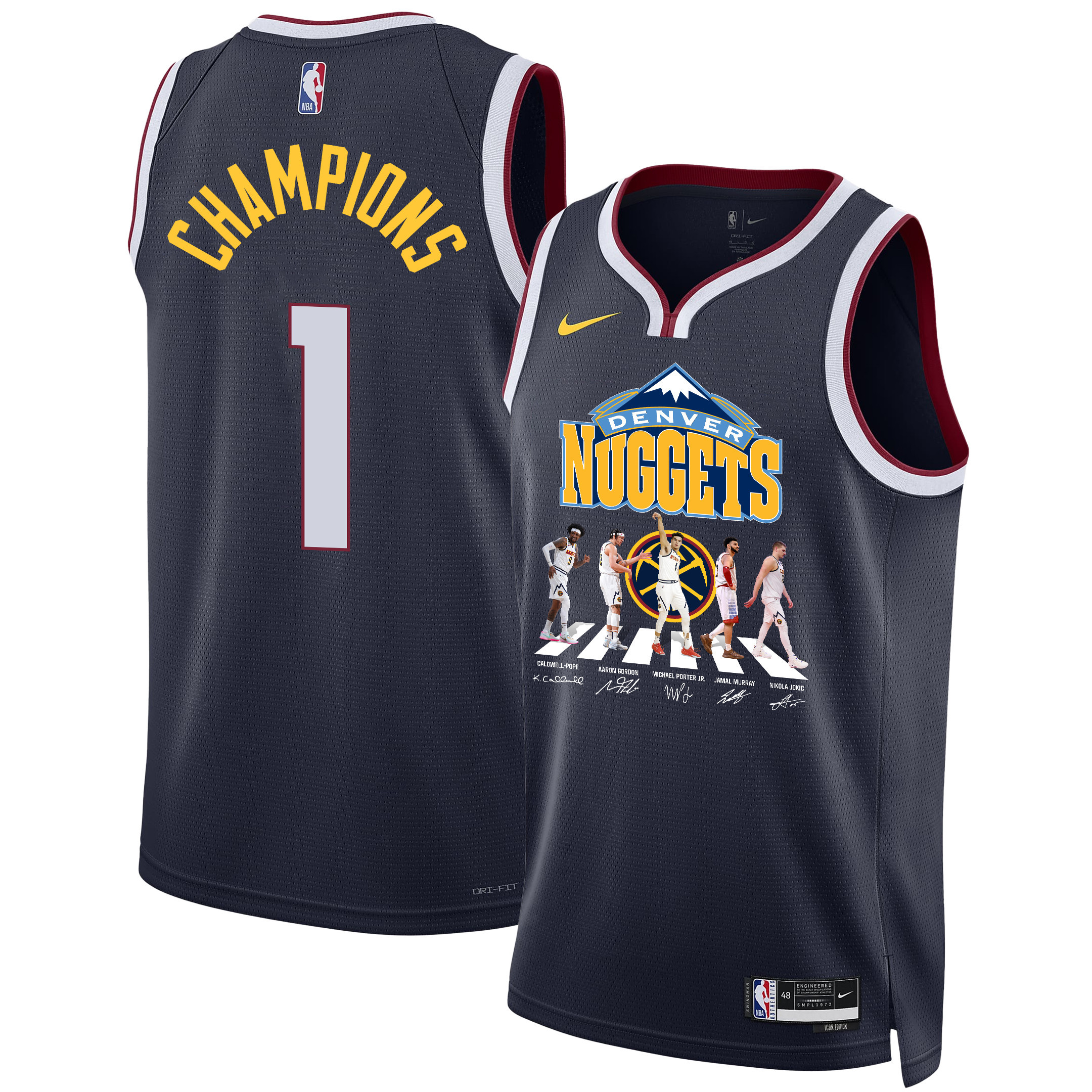 Denver Nuggets Congrats 2023 Championship Signatures Swingman Black NBA Jersey Men's