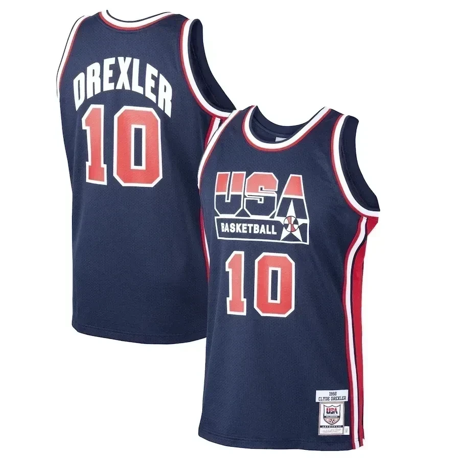 Clyde Drexler Usa Mitchell Ness Home 1992 Dream Team Navy NBA Jersey Men's