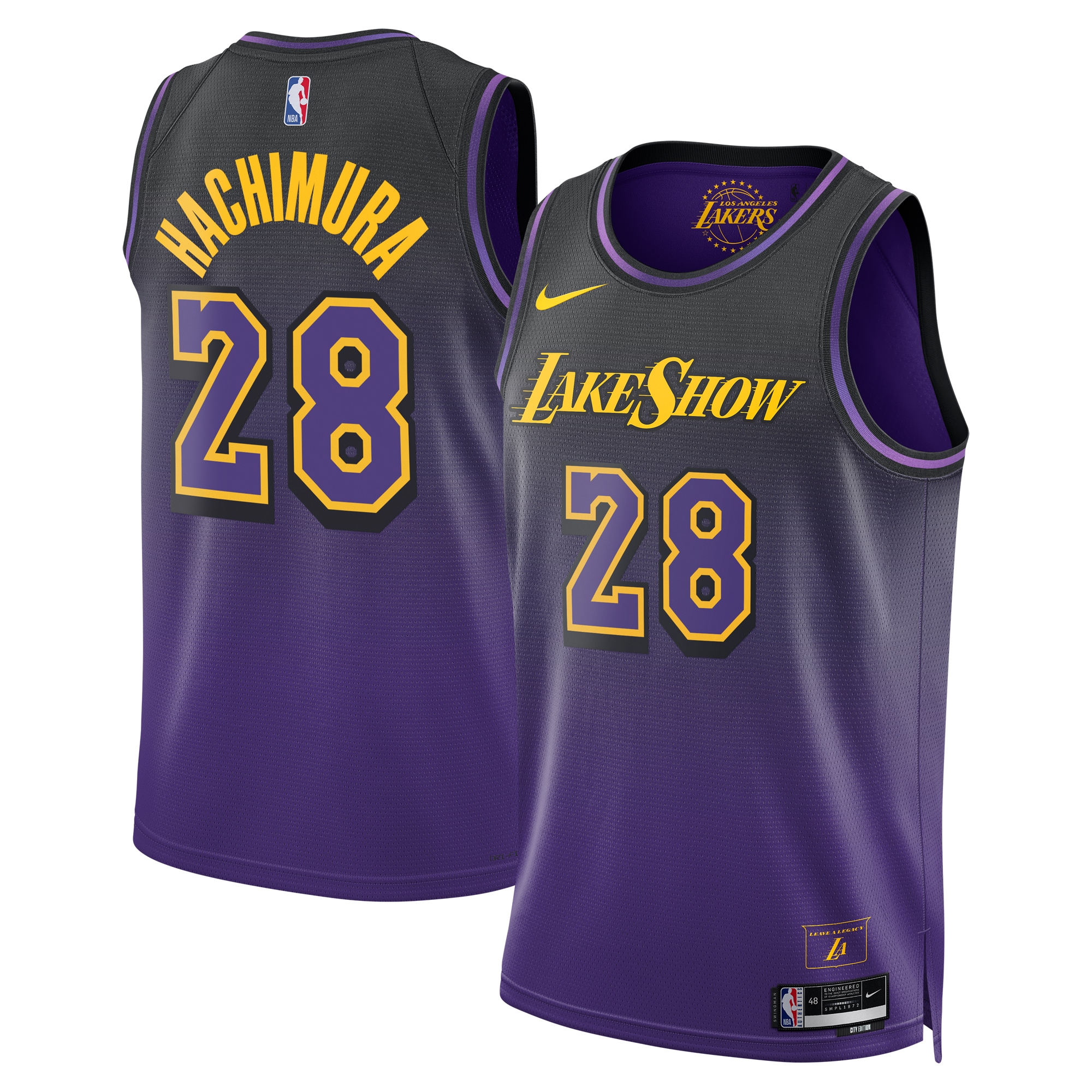 Los Angeles Lakers City Edition Swingman 2024 Purple Rui Hachimur Unisex NBA Jersey Unisex