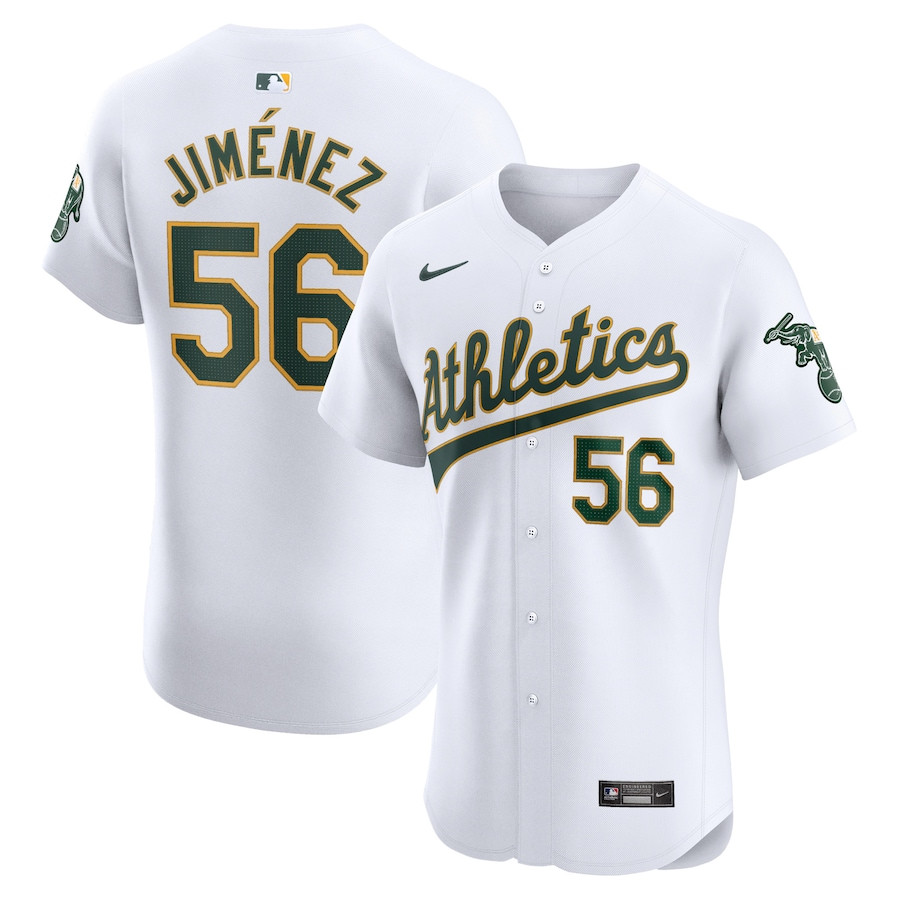 Dany Jimenez 56 Oakland Athletics Home Elite Player White MLB Jersey Men's