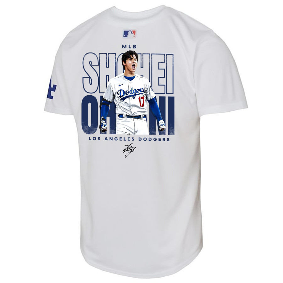 Shohei Ohtani 17 Los Angeles Dodgers Signed ShoTime 2023 Home White MLB Jersey Youth