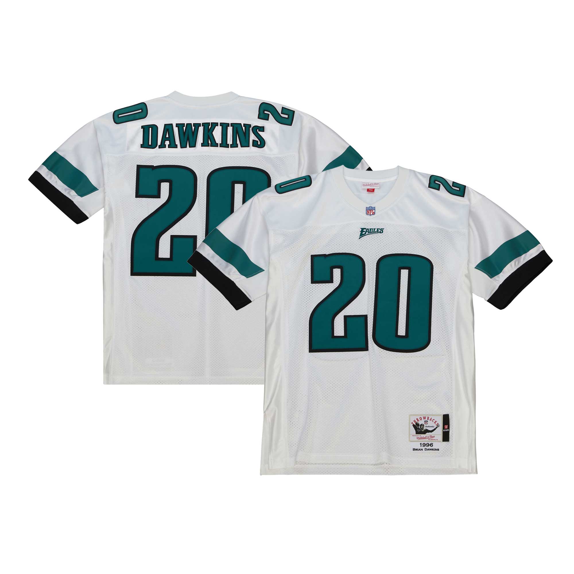Philadelphia Eagles 1996 Brian Dawkins Mitchell Ness White Throwback Retired Player NFL Jersey Men's