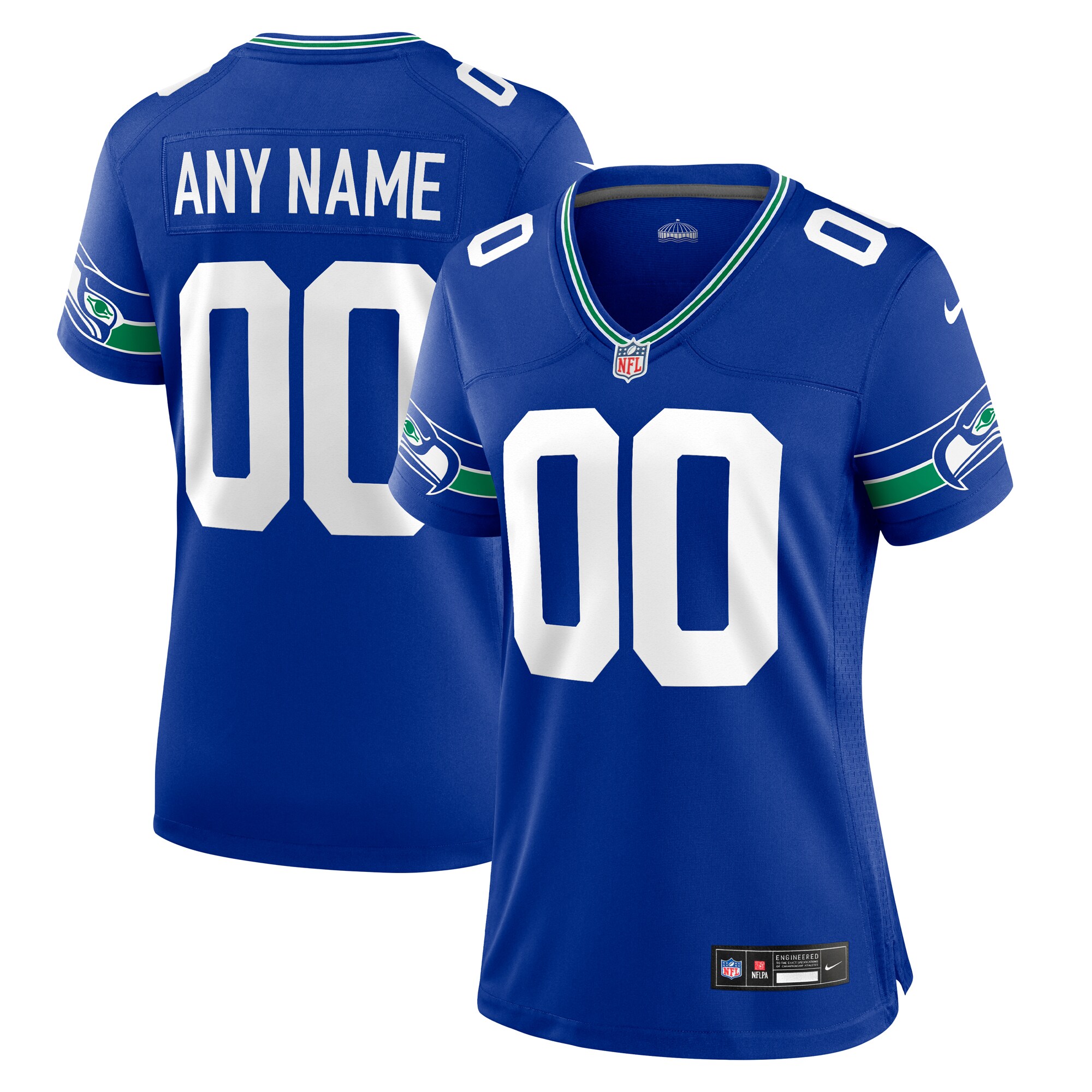 Seattle Seahawks Royal Throwback Custom NFL Jersey Women's