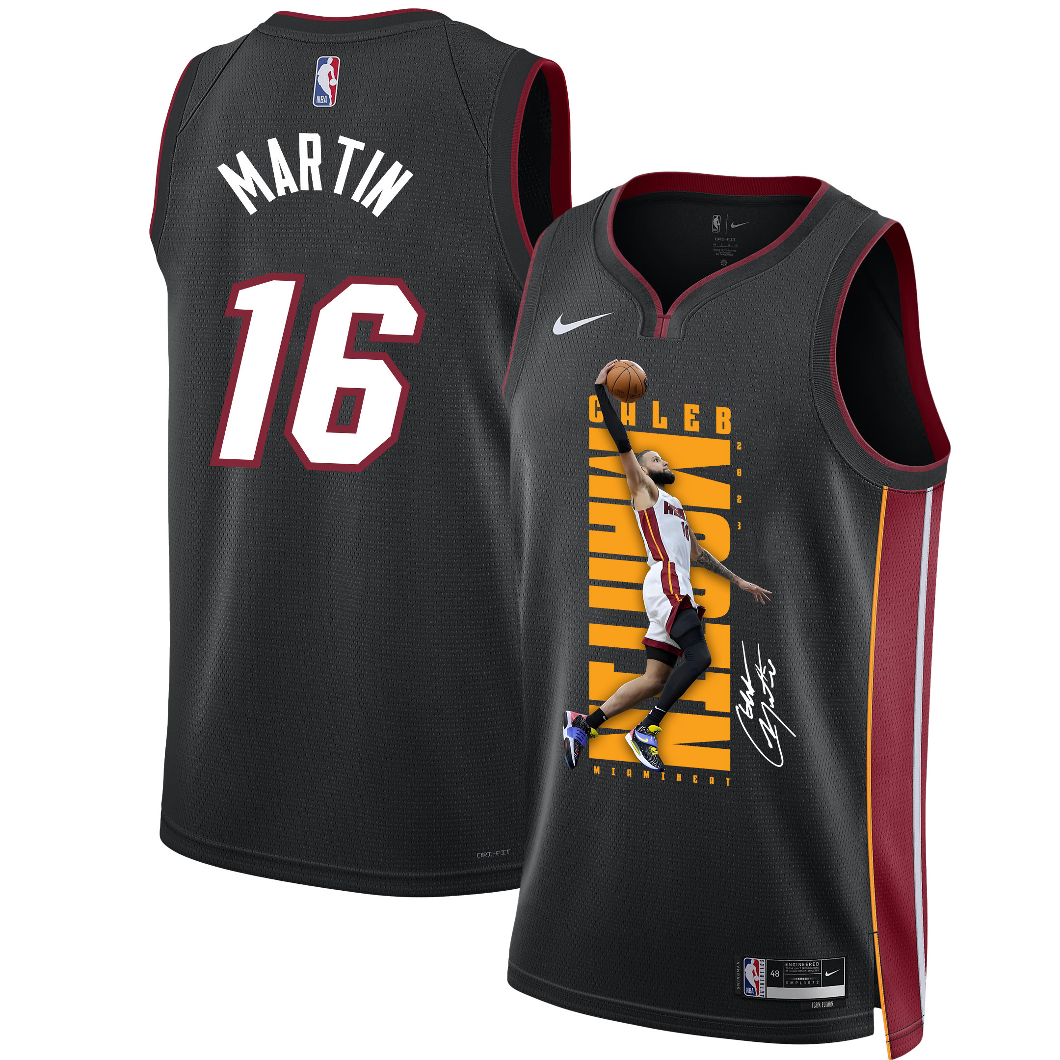 Caleb Martin 16 Miami Heat Energizing Force 2023 Champions Swingman Black NBA Jersey Men's