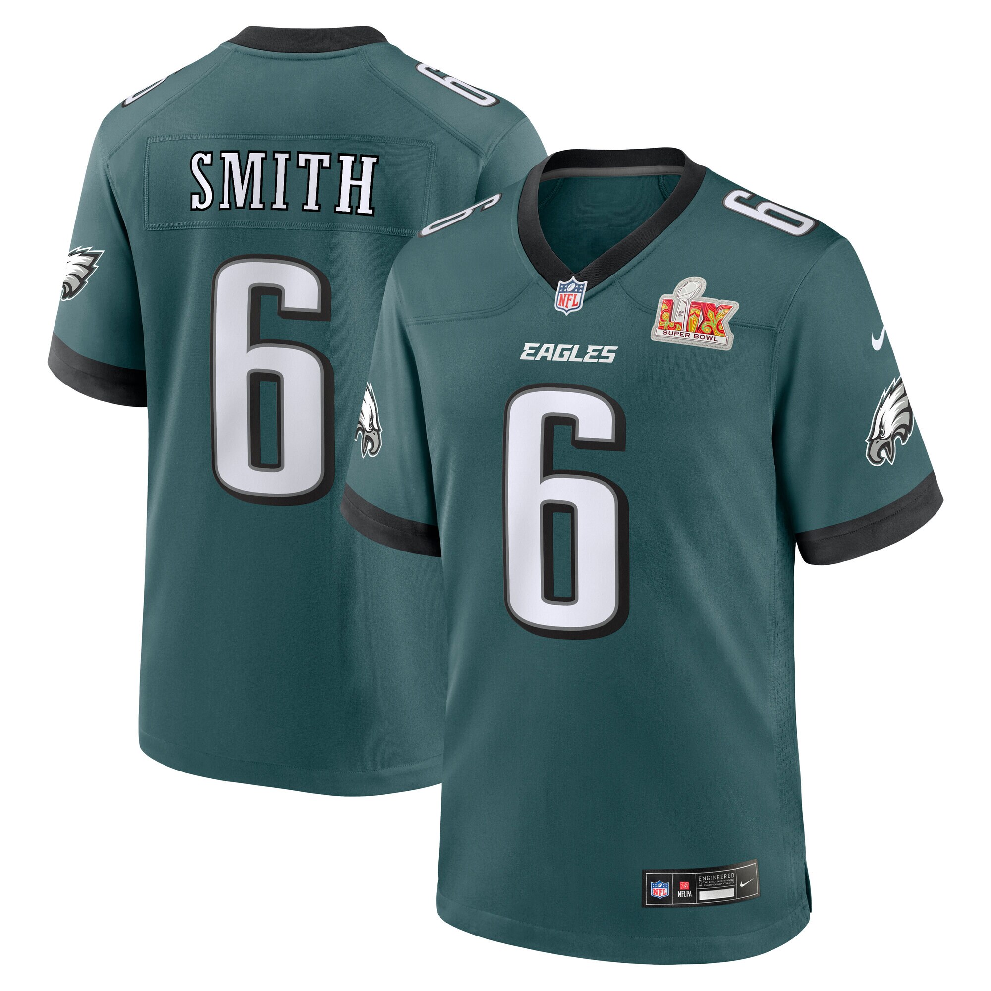 Philadelphia Eagles DeVonta Smith Midnight Green Super Bowl LIX Game Player NFL Jersey Men's