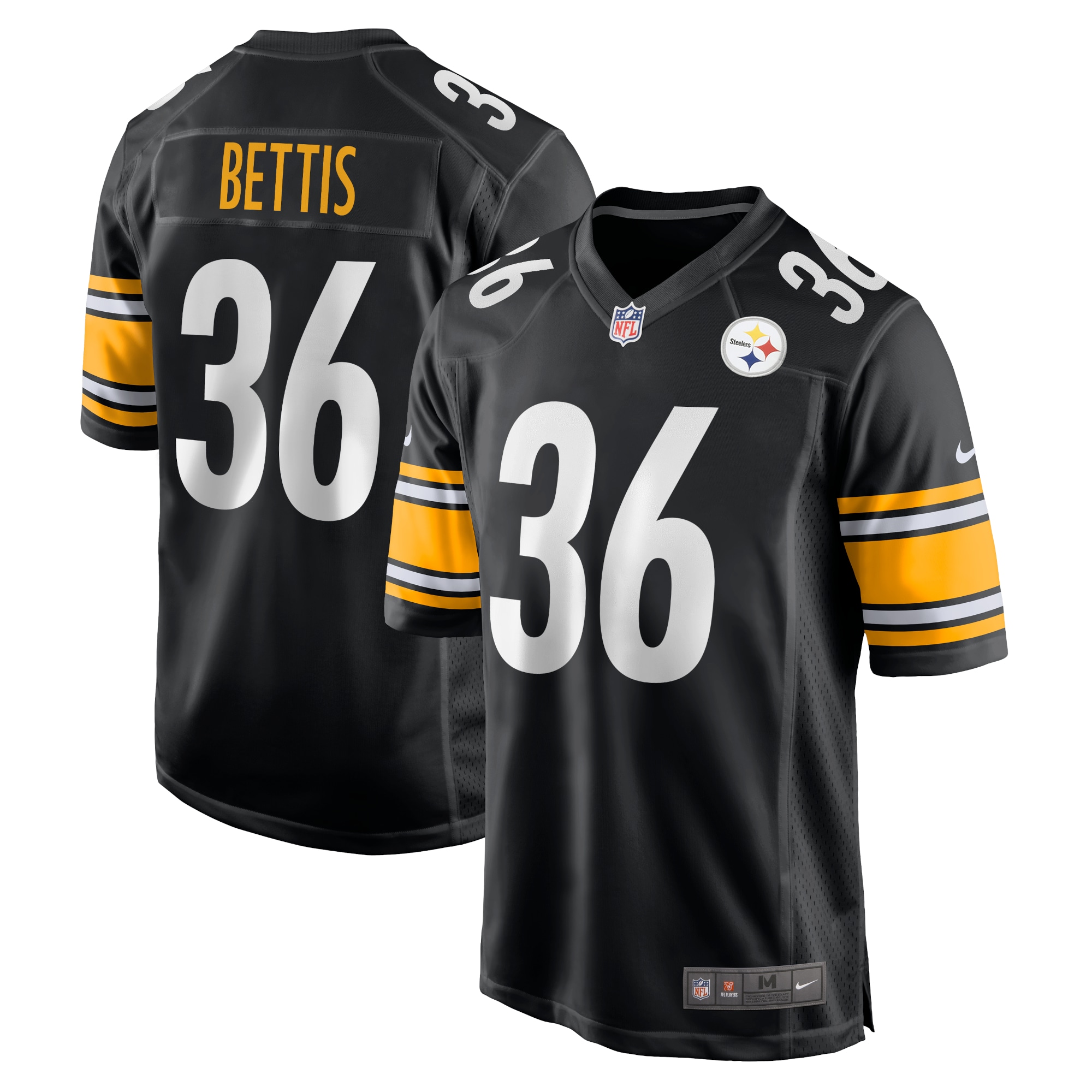 Pittsburgh Steelers Jerome Bettis Black Retired Player Game NFL Jersey Men's