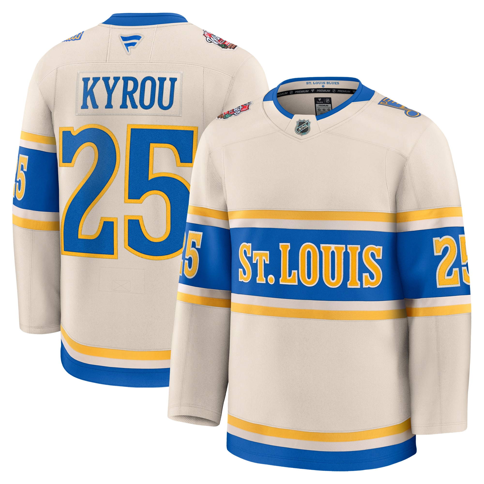 St. Louis Blues Jordan Kyrou Cream 2025 Winter Classic Premium Player NHL Jersey Men's