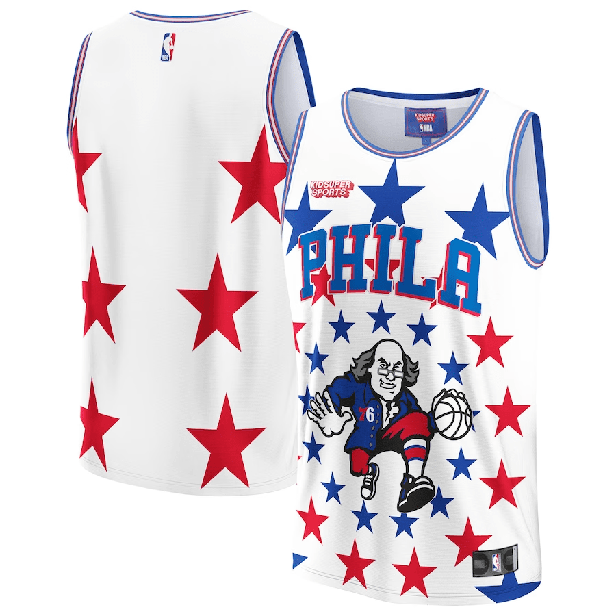 Philadelphia 76ers KidSuper Studio Unisex Hometown White NBA Jersey Unisex
