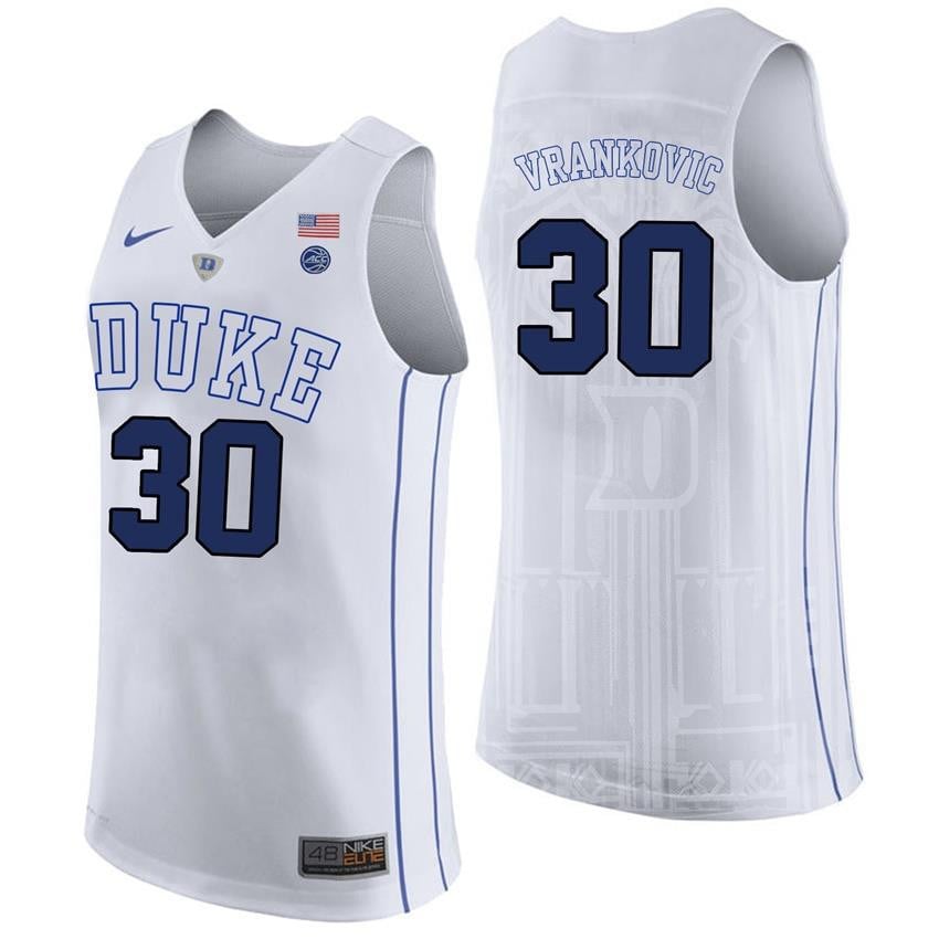 Duke Blue Devils 30 Antonio Vrankovi White College Player Performance NCAA Jersey Men's