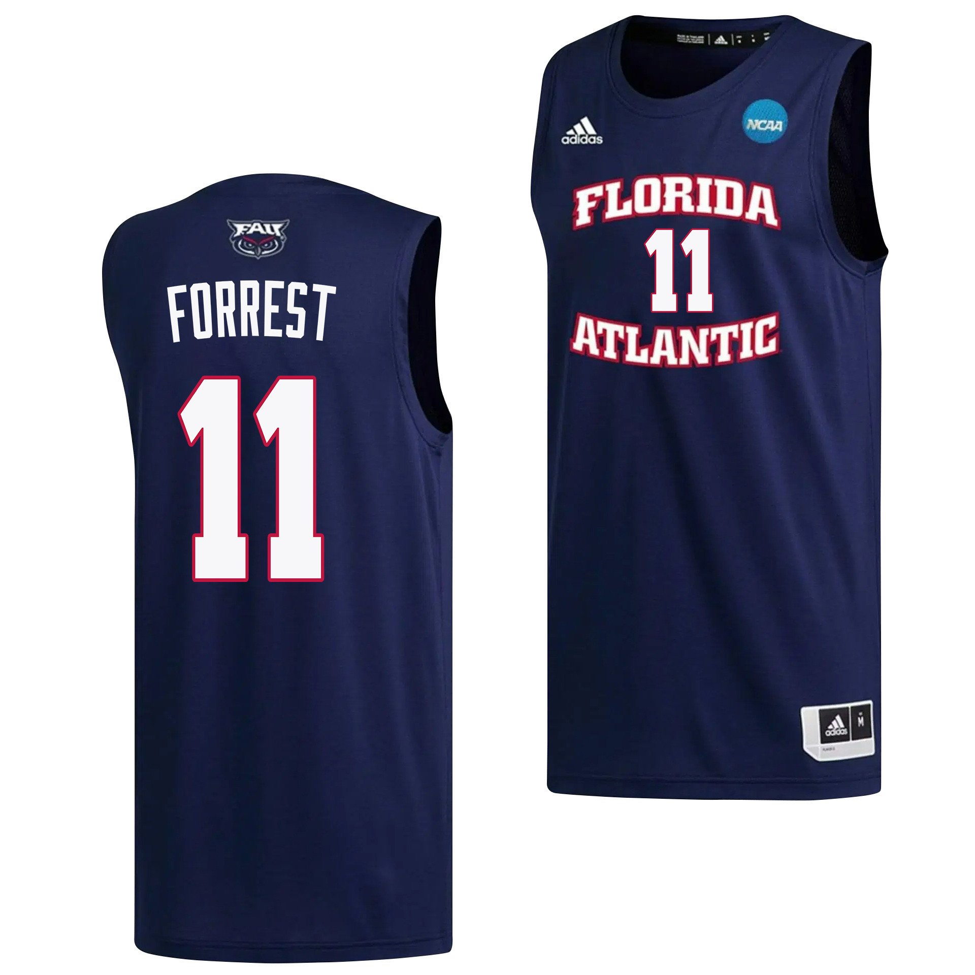 Michael Forrest 11 FAU Owls 2023 March Madness- Navy NCAA Jersey Men's
