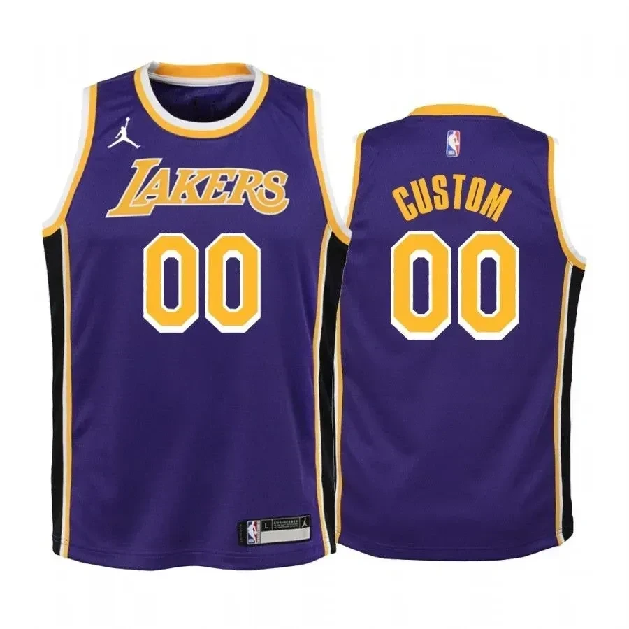 Custom Los Angeles Lakers Purple Statet Jumpman NBA Jersey Youth