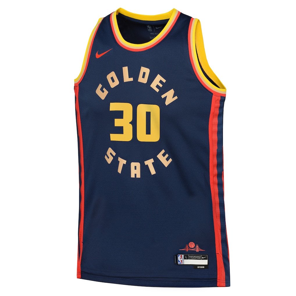 Stephen Curry 30 Golden State Warriors 2024/25 Swingman Playe City Edition Navy NBA Jersey Youth