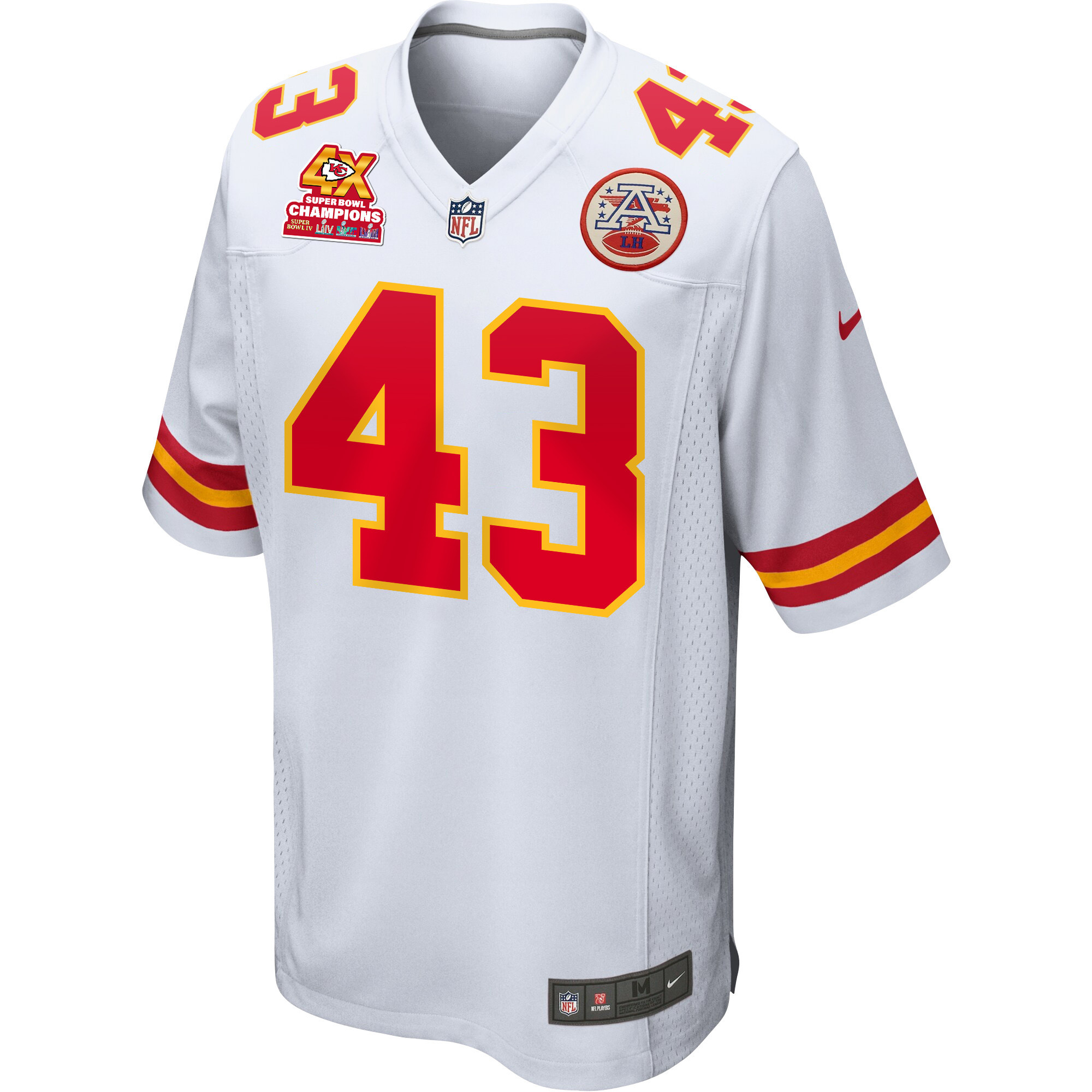 Jack Cochrane 43 Kansas City Chiefs Super Bowl LVIII Champions 4X Game White NFL Jersey Men's