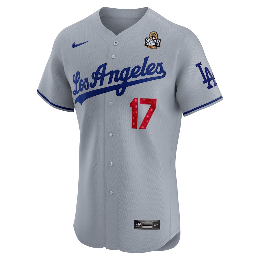Shohei Ohtani 17 Los Angeles Dodgers 2024 World Series Road Elite Player Gray MLB Jersey Men's