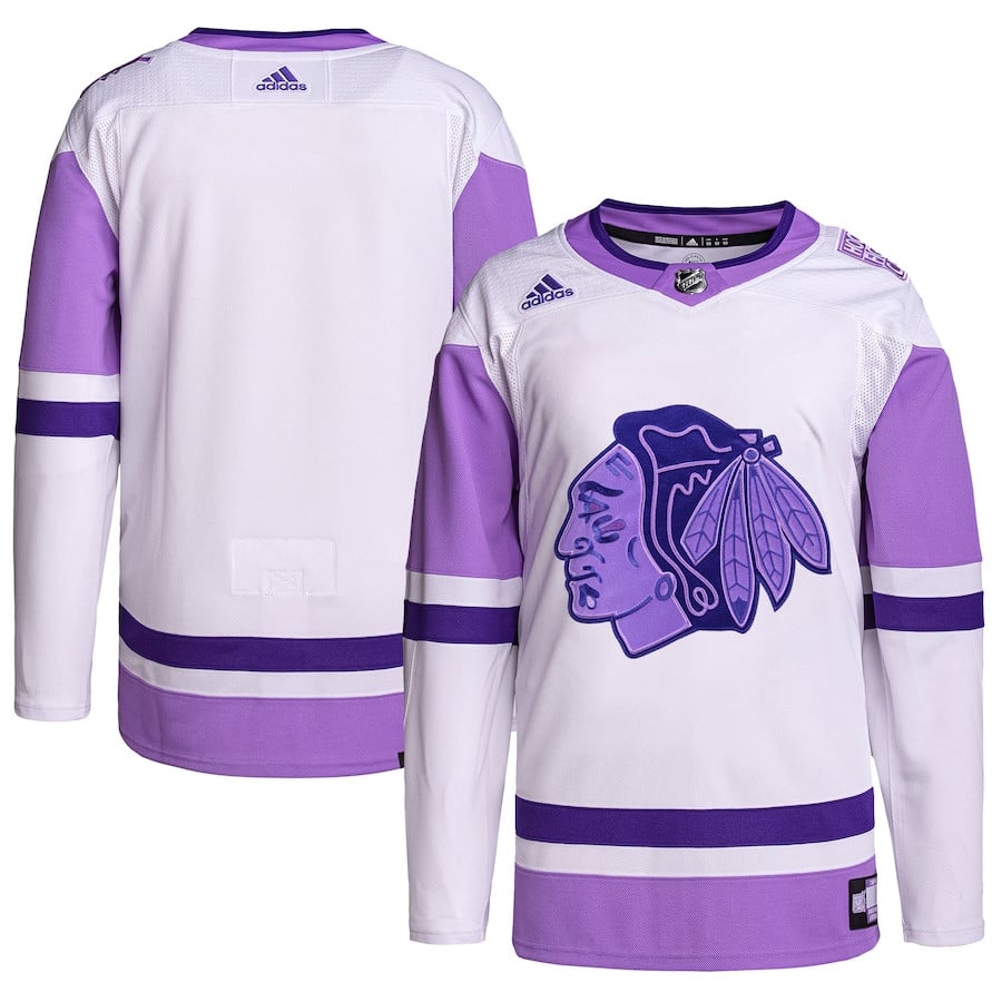 Chicago Blackhawks Fights Cancer Primegreen White/Purple NHL Jersey Men's