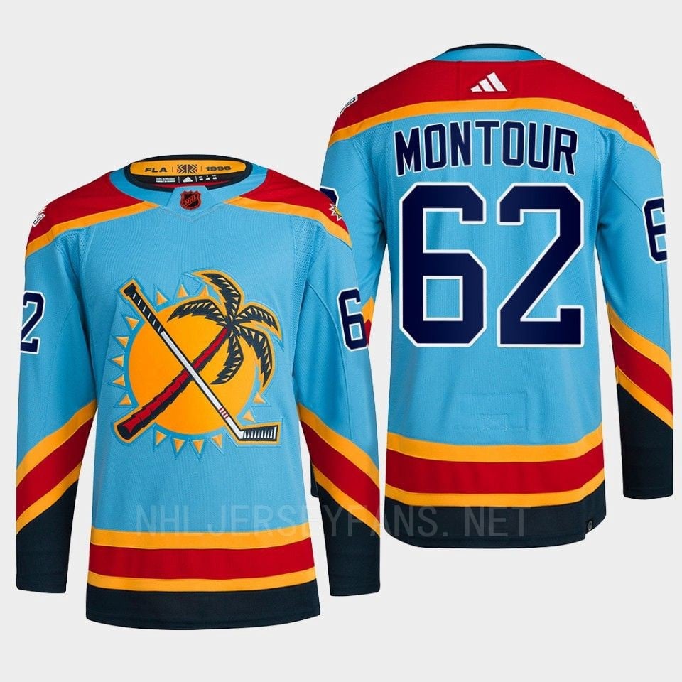 Florida Panthers 2022 Reverse Retro 2.0 Brandon Montour 62 Blue Primegreen NHL Jersey Men's