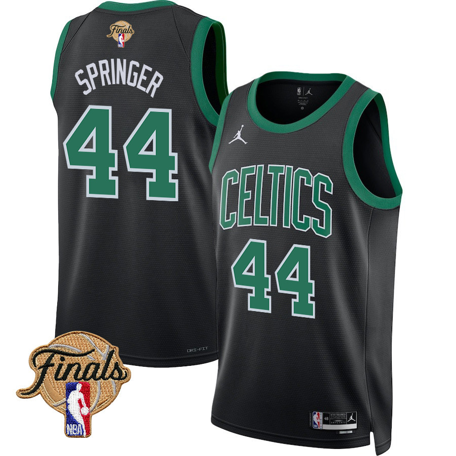 Jaden Springer 44 Boston Celtics 2024 FINALS PATCH Swingman Statement Edition Black NBA Jersey Men's